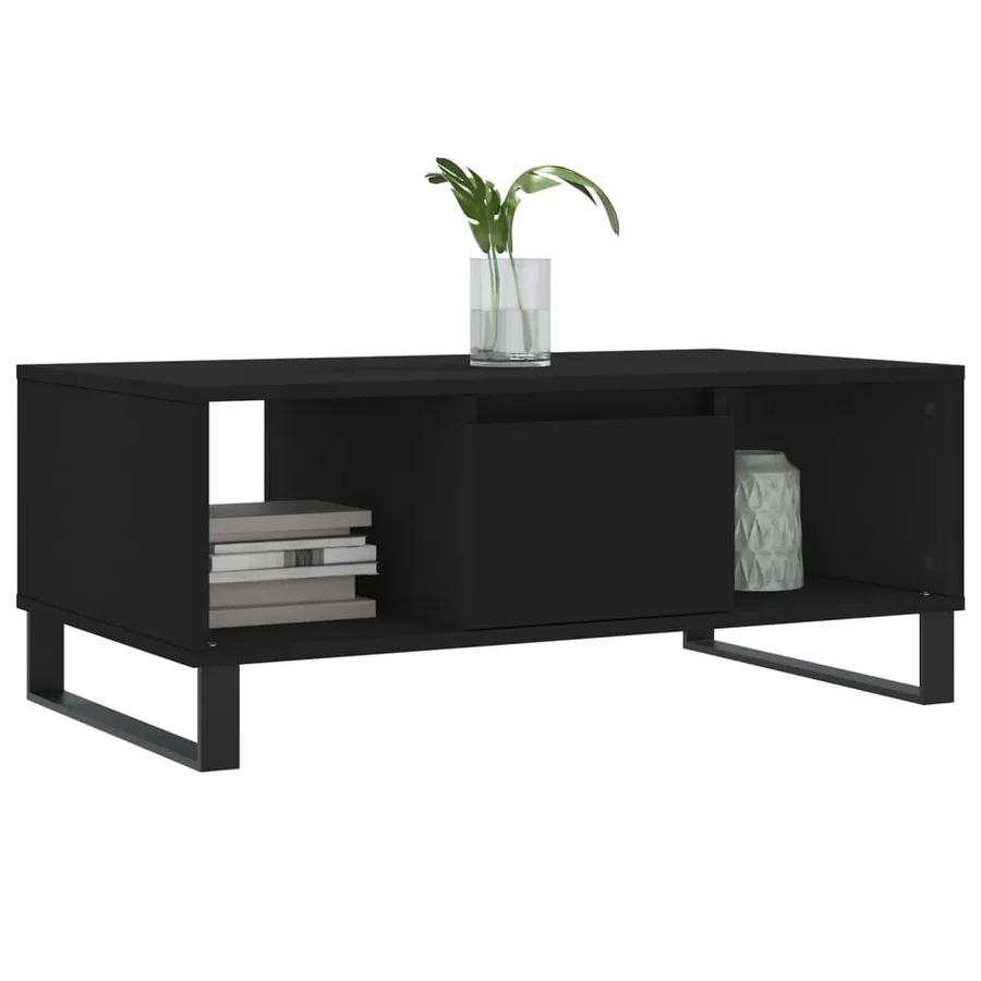 Table basse Noir 90x50x36,5 cm Bois d'ingénierie - 3