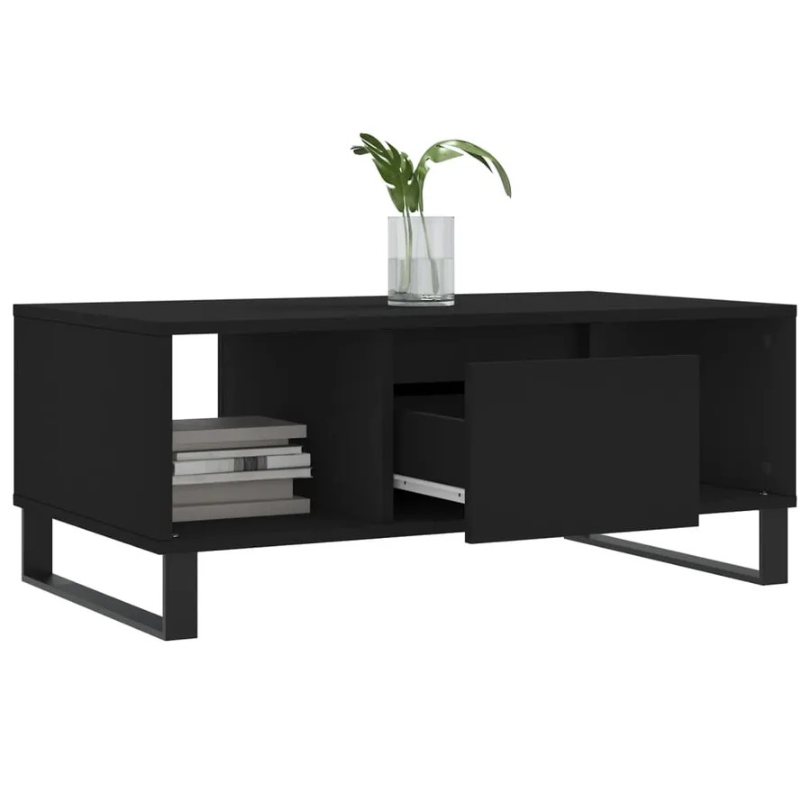 Table basse Noir 90x50x36,5 cm Bois d'ingénierie - 4