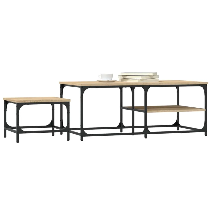 Tables basses gigognes 2 pcs chêne sonoma bois d'ingénierie - 3