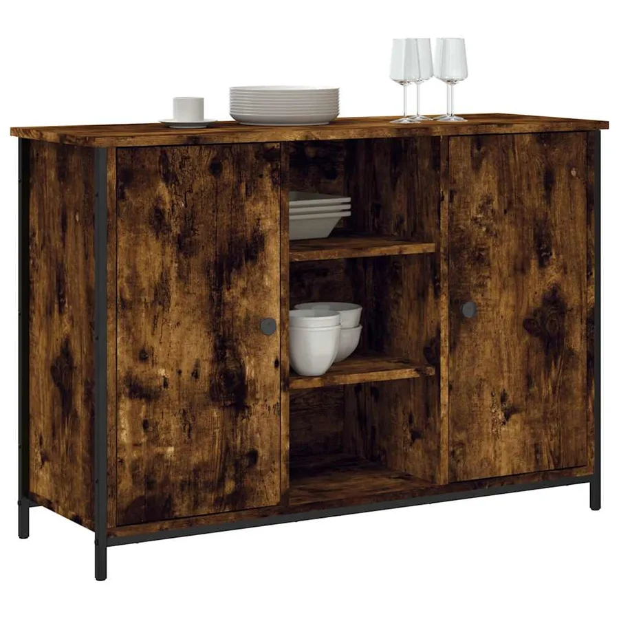 Buffet chêne fumé 100x35x70 cm bois d'ingénierie - 3