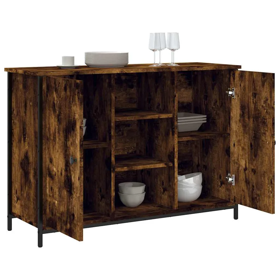 Buffet chêne fumé 100x35x70 cm bois d'ingénierie - 4