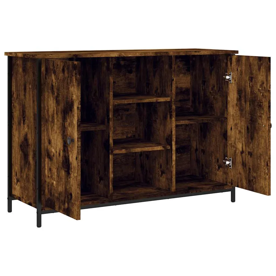 Buffet chêne fumé 100x35x70 cm bois d'ingénierie - 5