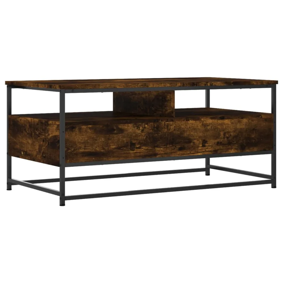 Table basse chêne fumé 100x51x45 cm bois d'ingénierie - 5