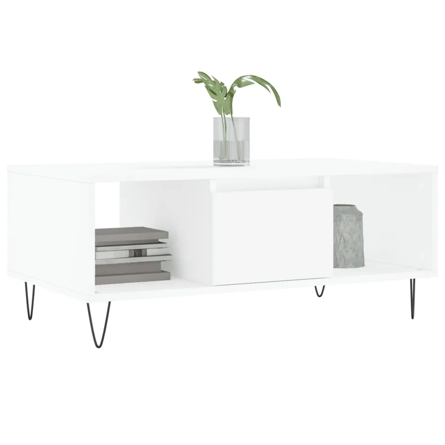 Table basse Blanc 90x50x36,5 cm Bois d'ingénierie - 3