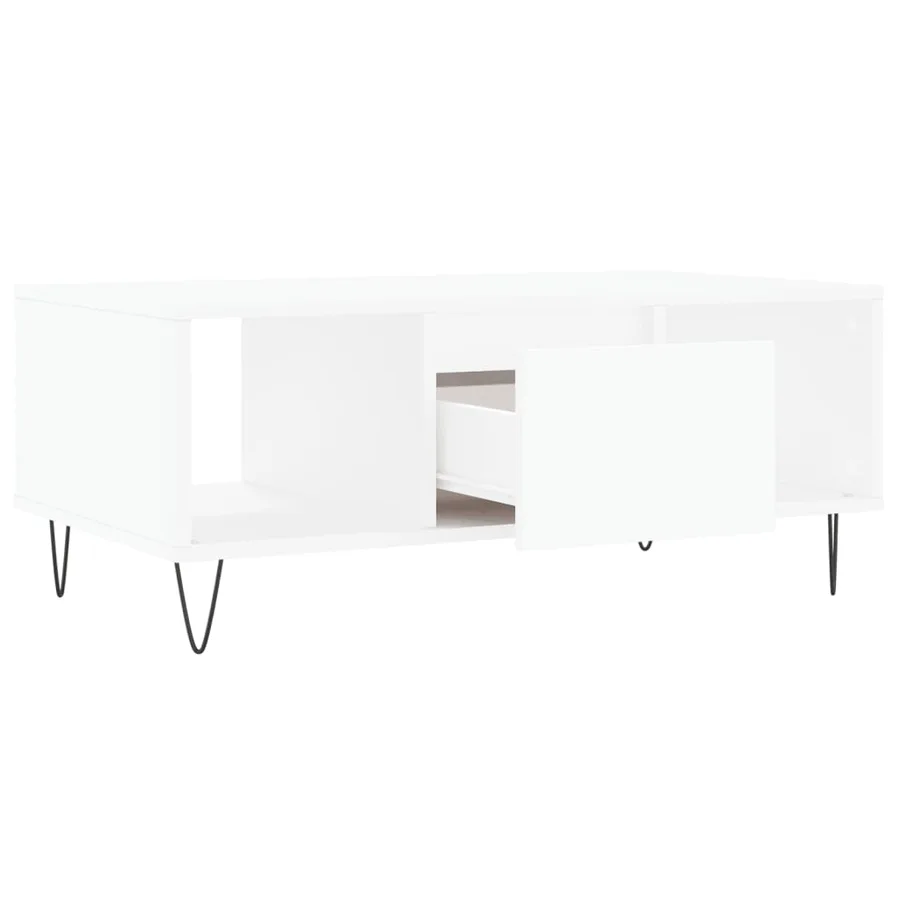 Table basse Blanc 90x50x36,5 cm Bois d'ingénierie - 6