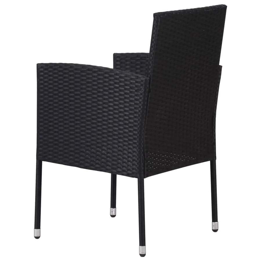 Chaises de jardin coussins blanc crème 4pcs noir résine tressée - 5