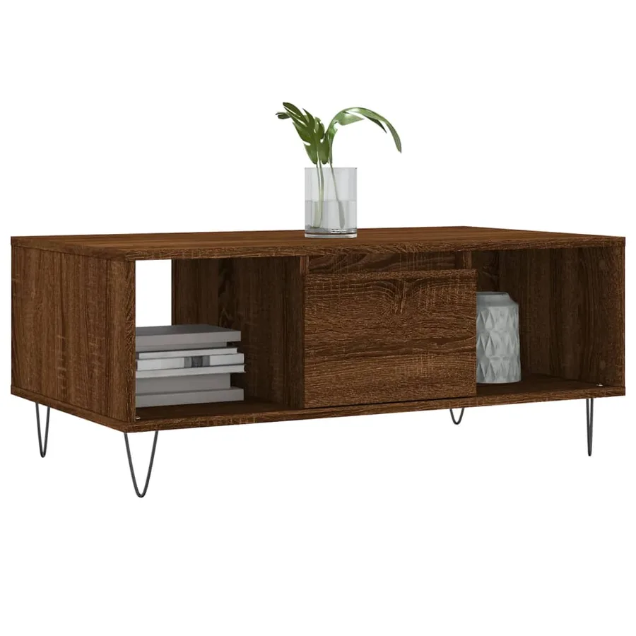 Table basse Chêne marron 90x50x36,5 cm Bois d'ingénierie - 3