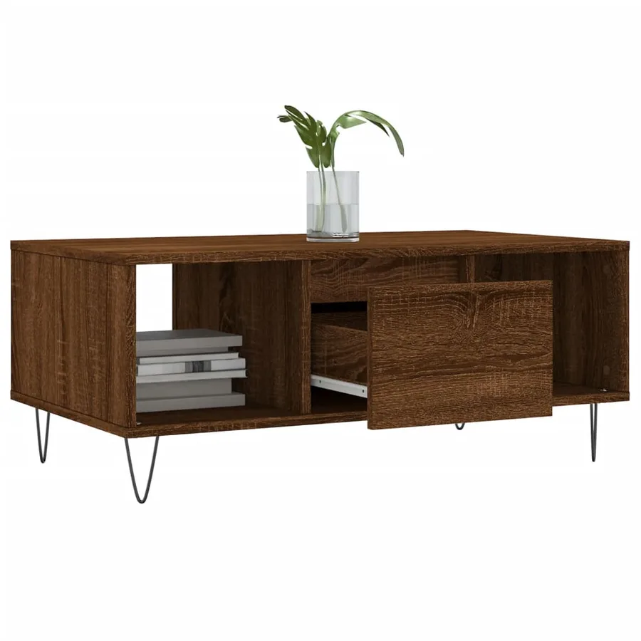 Table basse Chêne marron 90x50x36,5 cm Bois d'ingénierie - 4
