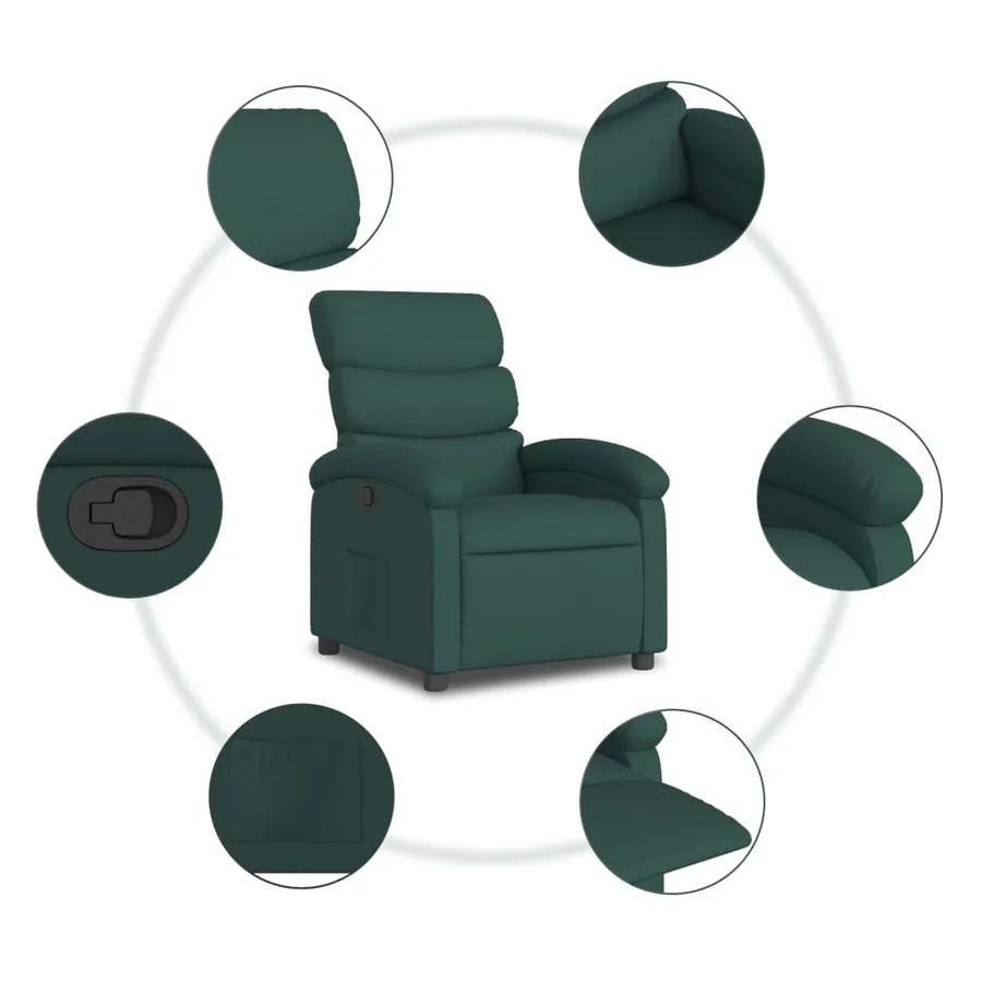 Fauteuil inclinable vert foncé tissu - 7