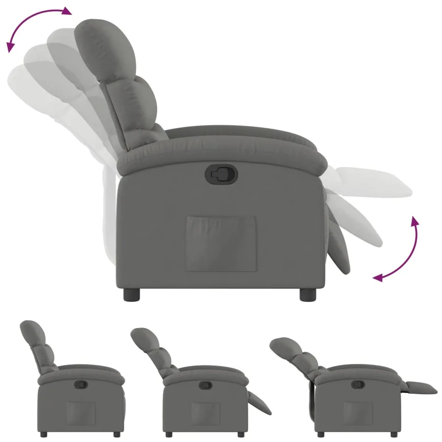 Fauteuil inclinable gris foncé tissu - 6