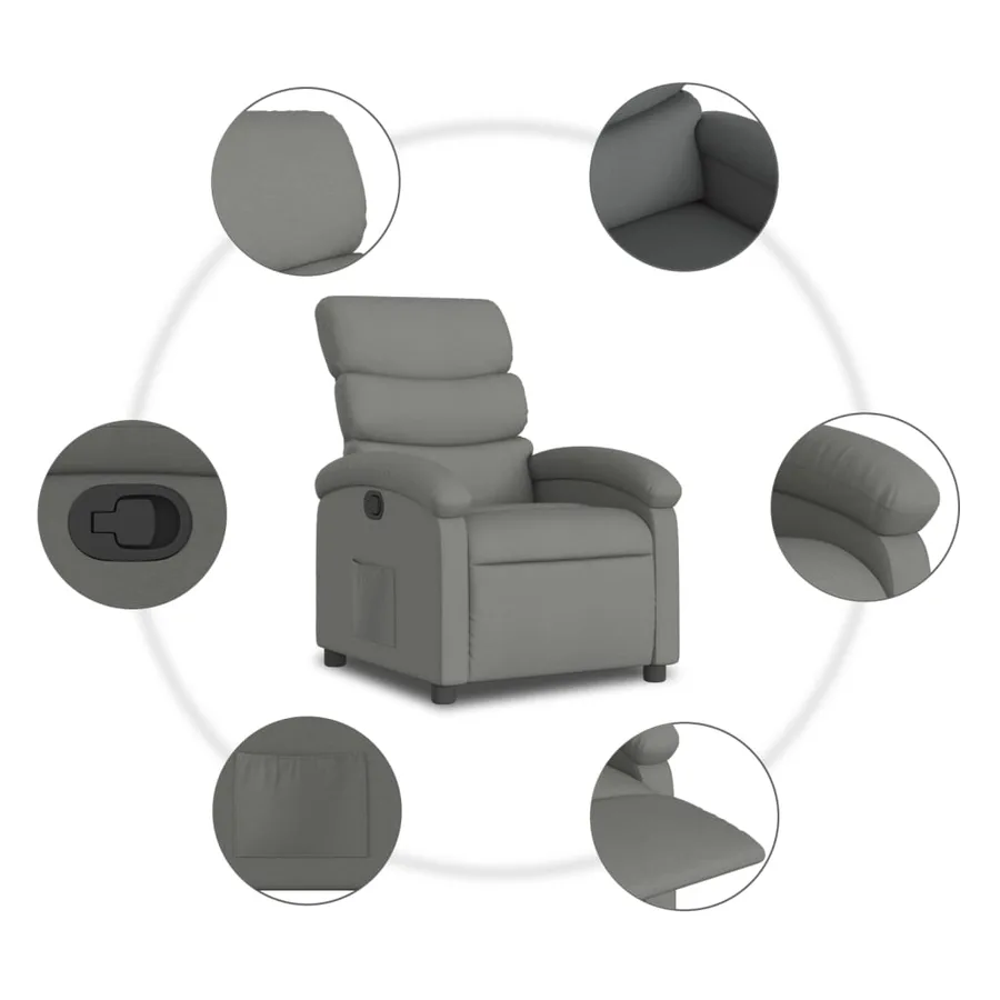 Fauteuil inclinable gris foncé tissu - 7