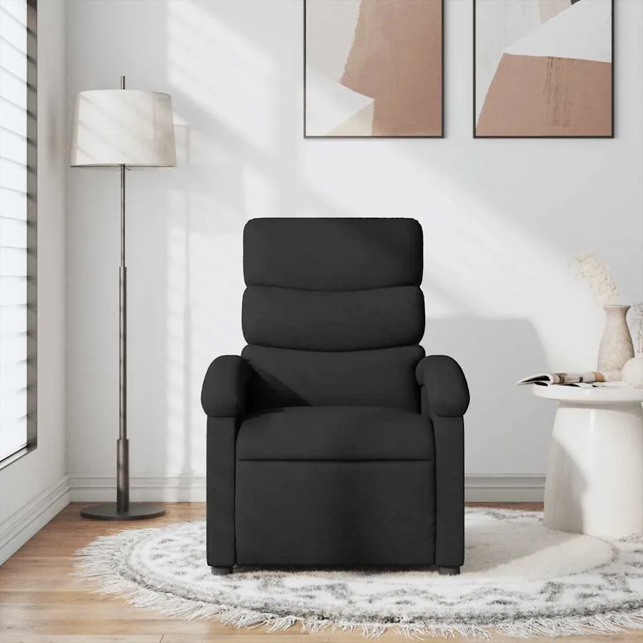 Fauteuil de massage inclinable Noir Tissu - 3