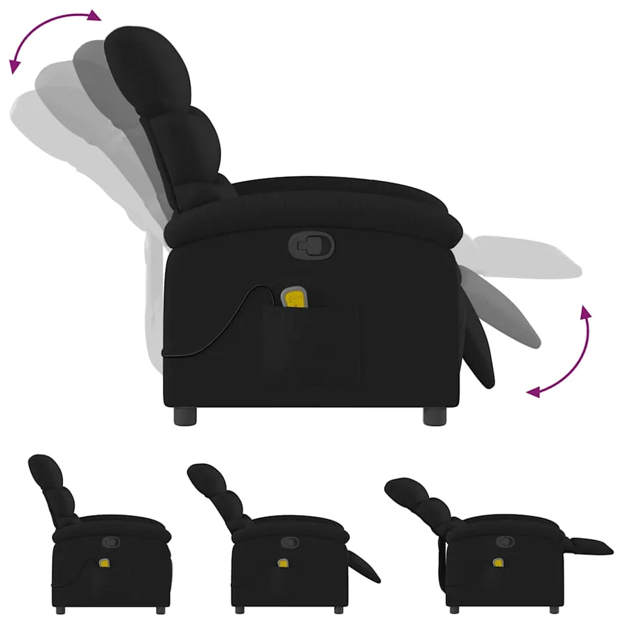 Fauteuil inclinable de massage noir tissu - 7