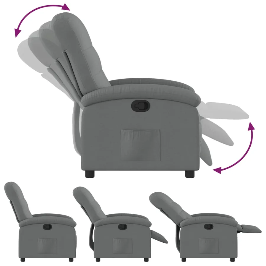 Fauteuil inclinable en tissu gris foncé - 6
