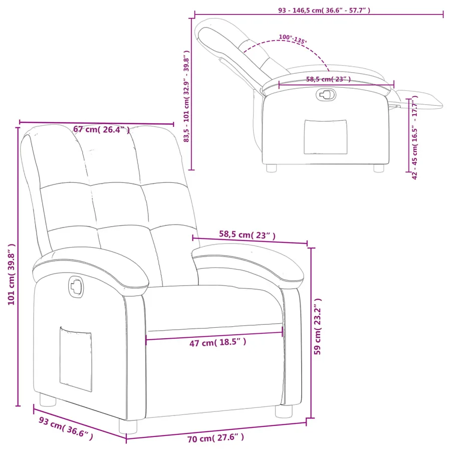Fauteuil inclinable Crème Tissu - 11