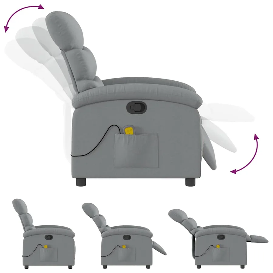 Fauteuil de massage inclinable Gris clair Tissu - 8