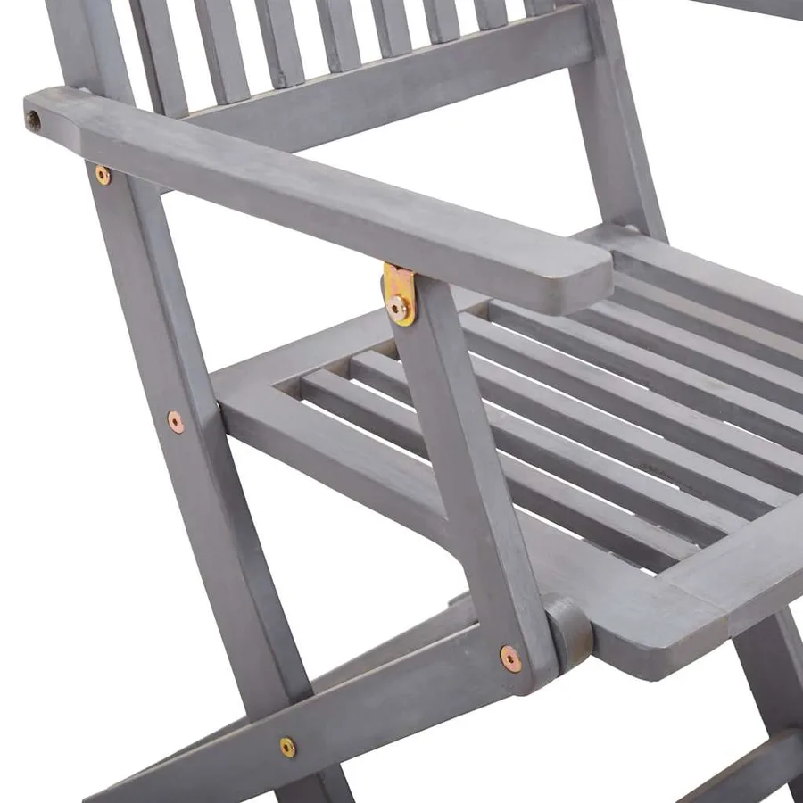 Ensemble à manger de jardin 5 pcs Bois d'acacia massif Gris - 10