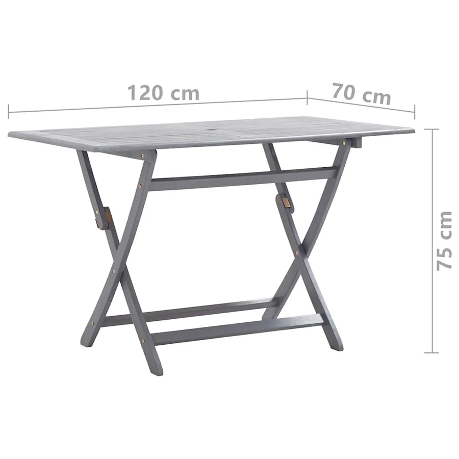 Ensemble à manger de jardin 5 pcs Bois d'acacia massif Gris - 11
