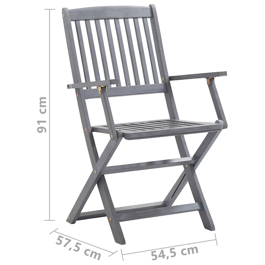 Ensemble à manger de jardin 5 pcs Bois d'acacia massif Gris - 12