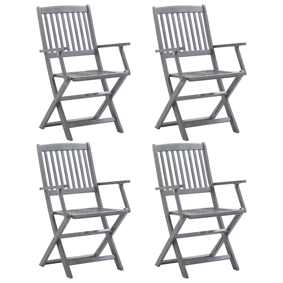 Ensemble à manger de jardin 5 pcs Bois d'acacia massif Gris - 7