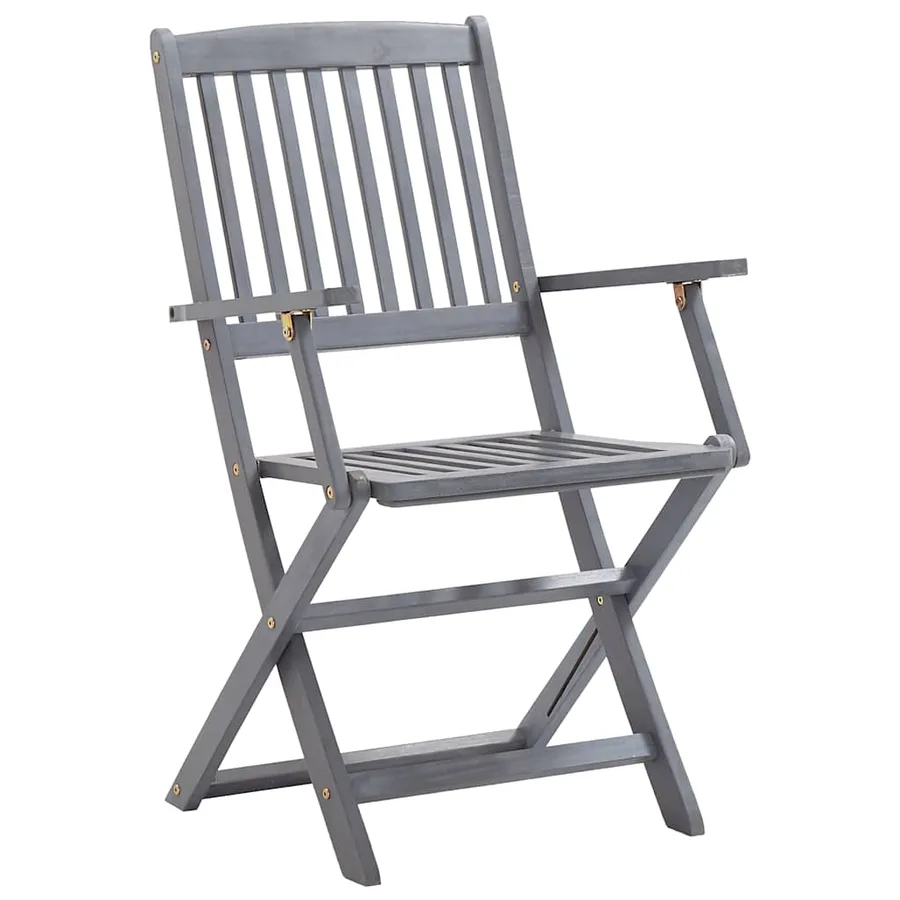 Ensemble à manger de jardin 5 pcs Bois d'acacia massif Gris - 8