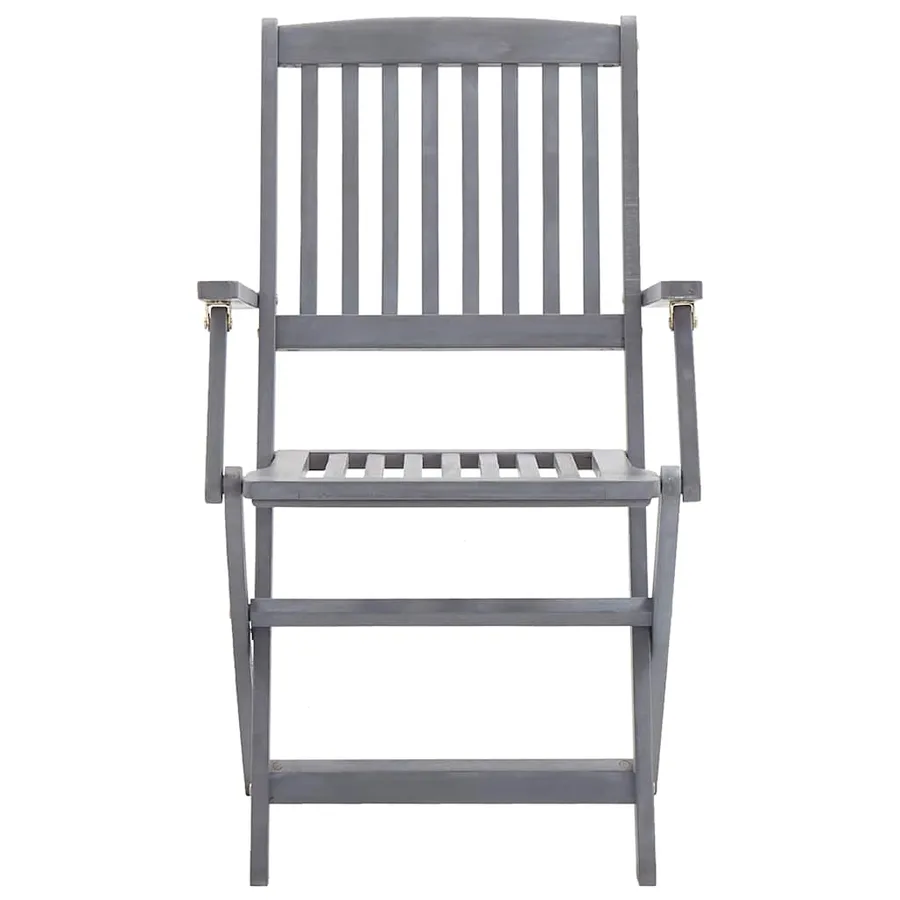 Ensemble à manger de jardin 5 pcs Bois d'acacia massif Gris - 9