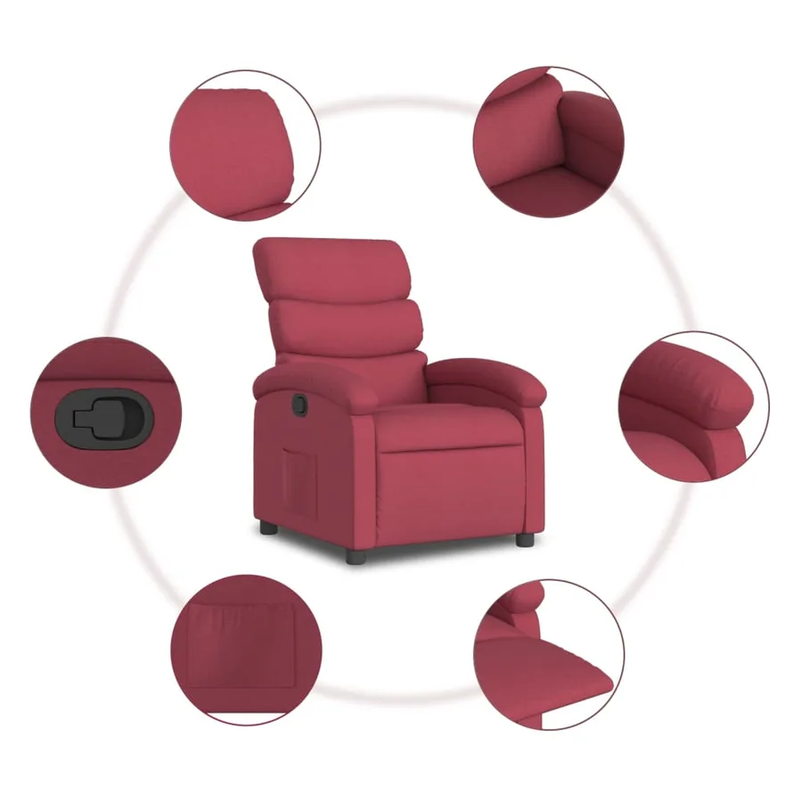 Fauteuil inclinable Rouge bordeaux Tissu - 7