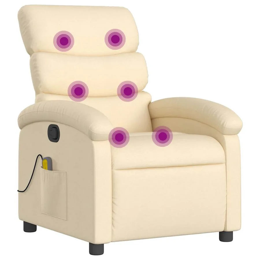 Fauteuil inclinable de massage crème tissu - 2