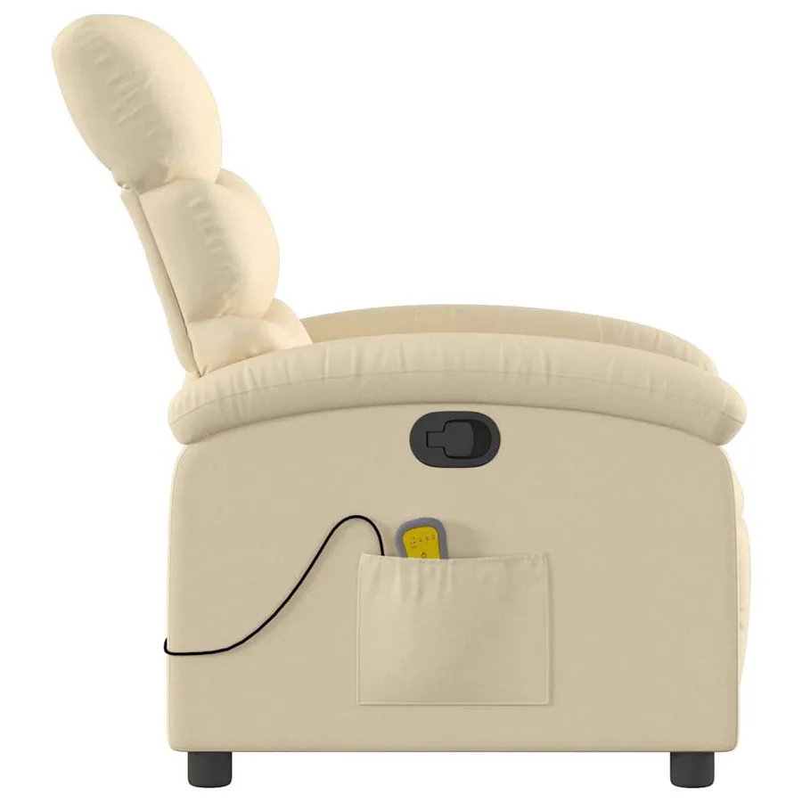 Fauteuil inclinable de massage crème tissu - 5