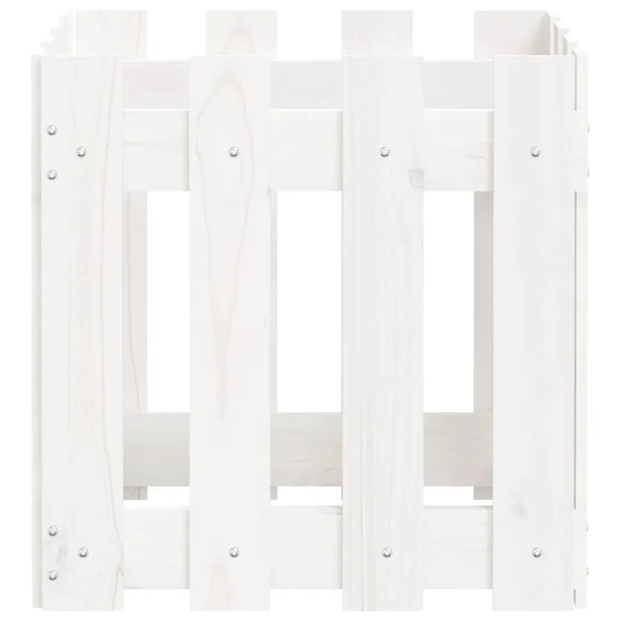 Jardinière avec design de clôture blanc 40x40x40 cm pin massif - 6