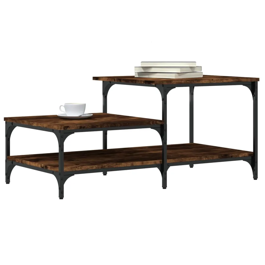 Table basse chêne fumé 100x50,5x45 cm bois d'ingénierie - 3