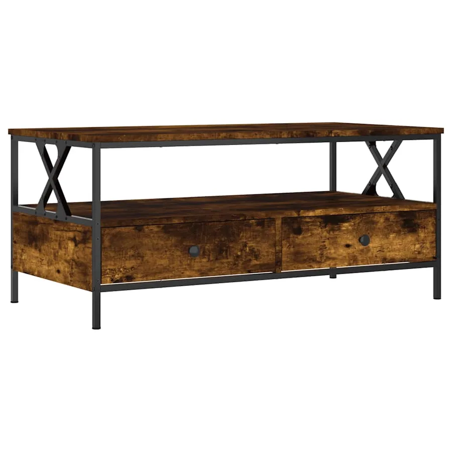 Table basse chêne fumé 100x51x45 cm bois d'ingénierie - 2