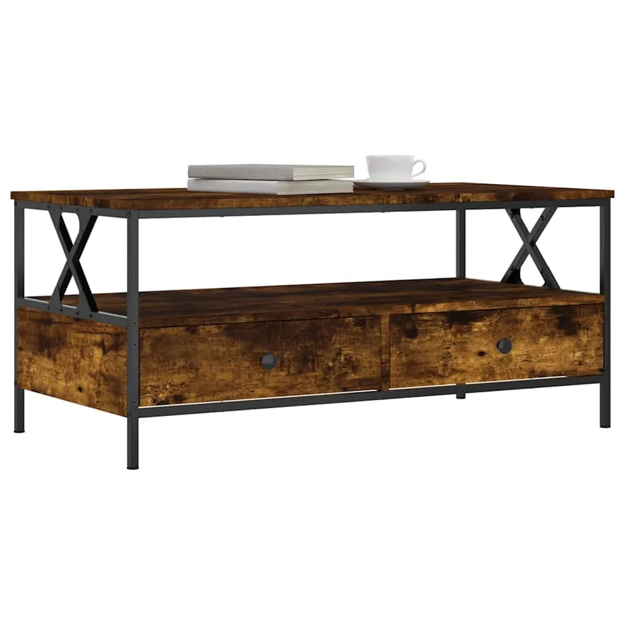 Table basse chêne fumé 100x51x45 cm bois d'ingénierie - 3