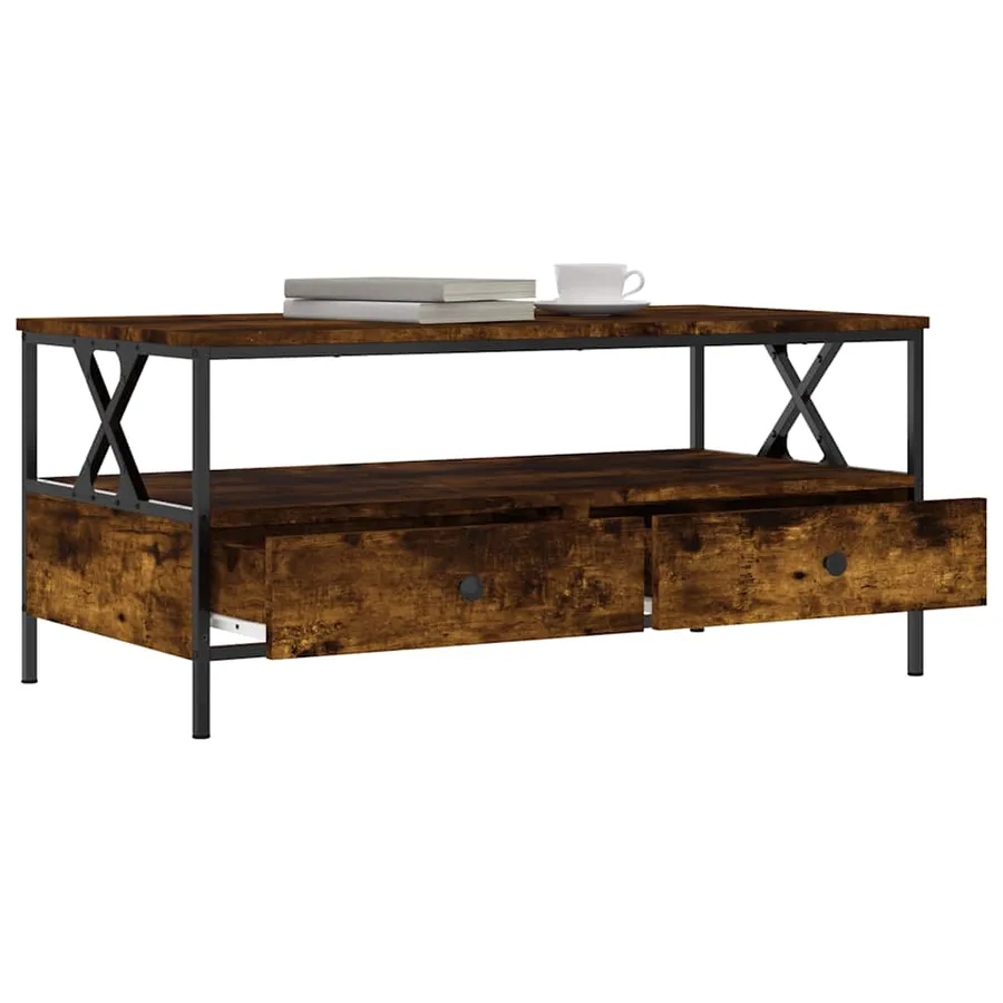 Table basse chêne fumé 100x51x45 cm bois d'ingénierie - 4