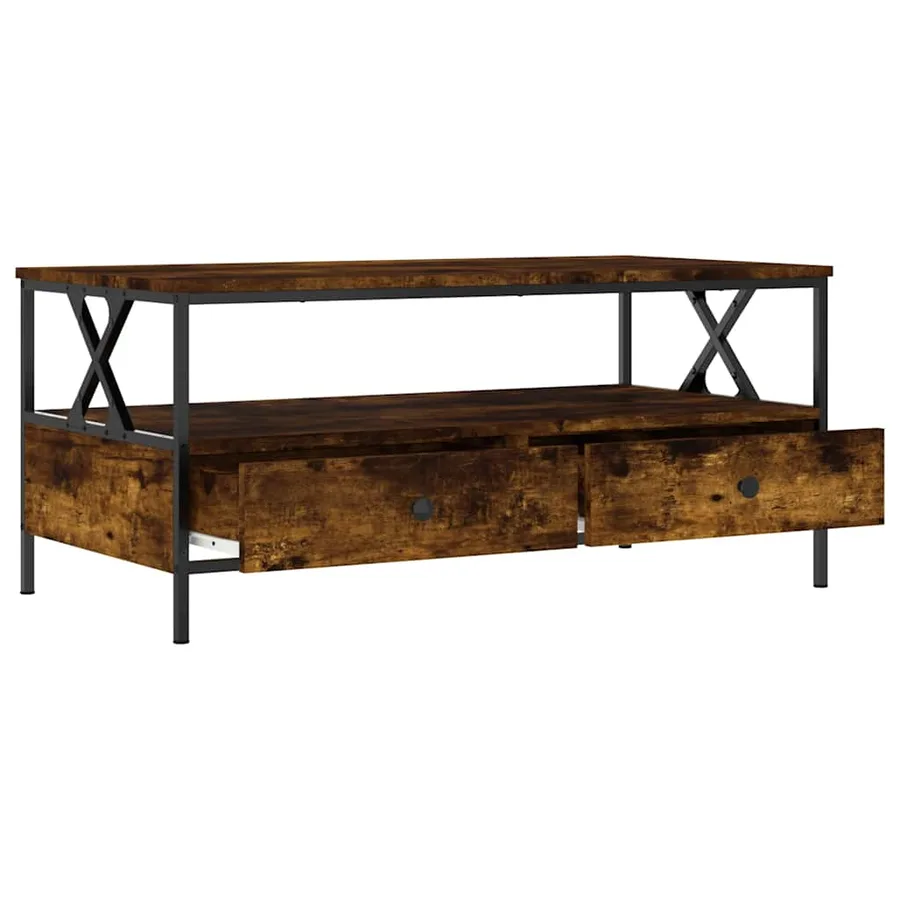 Table basse chêne fumé 100x51x45 cm bois d'ingénierie - 5
