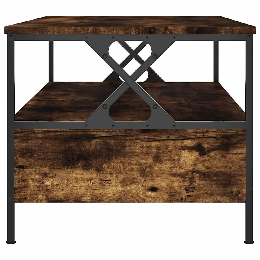 Table basse chêne fumé 100x51x45 cm bois d'ingénierie - 7
