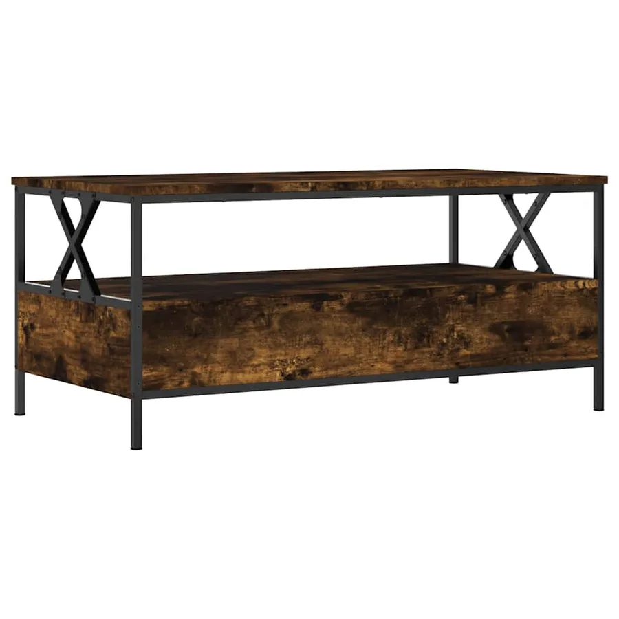 Table basse chêne fumé 100x51x45 cm bois d'ingénierie - 8