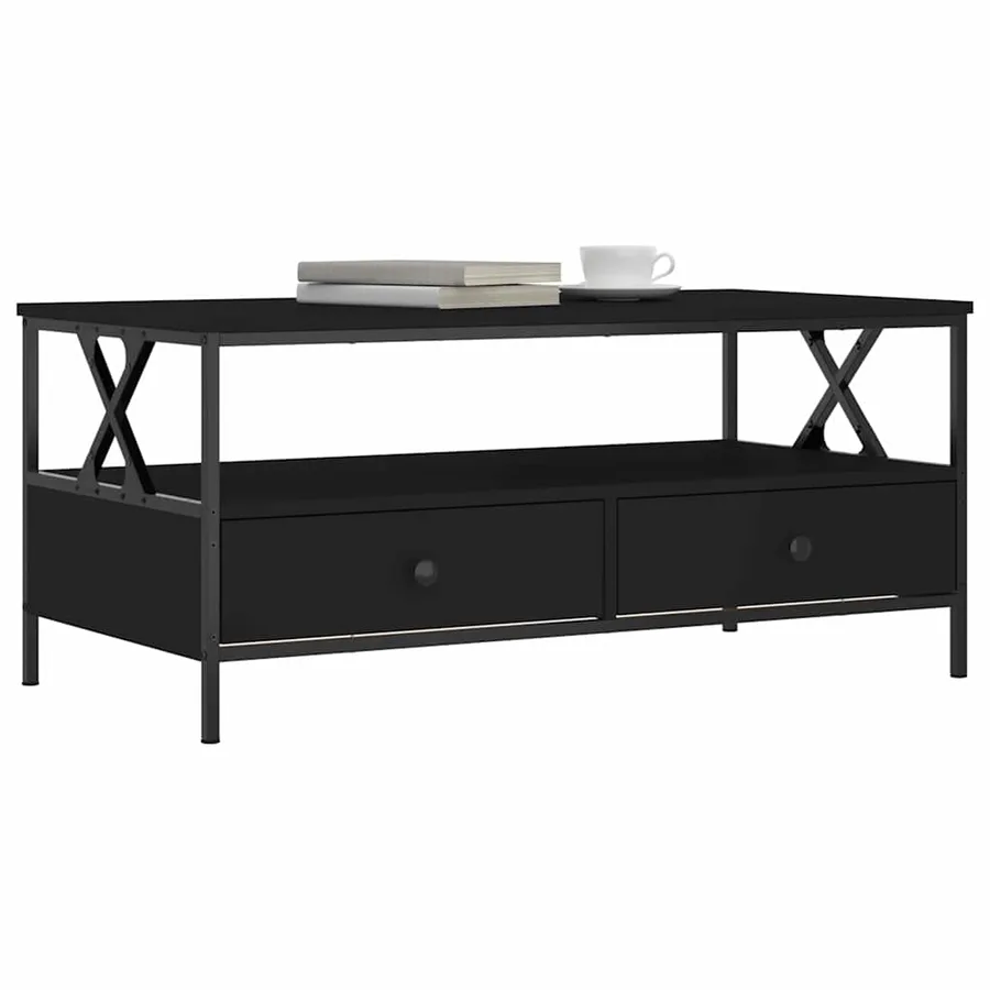 Table basse noir 100x51x45 cm bois d'ingénierie - 3