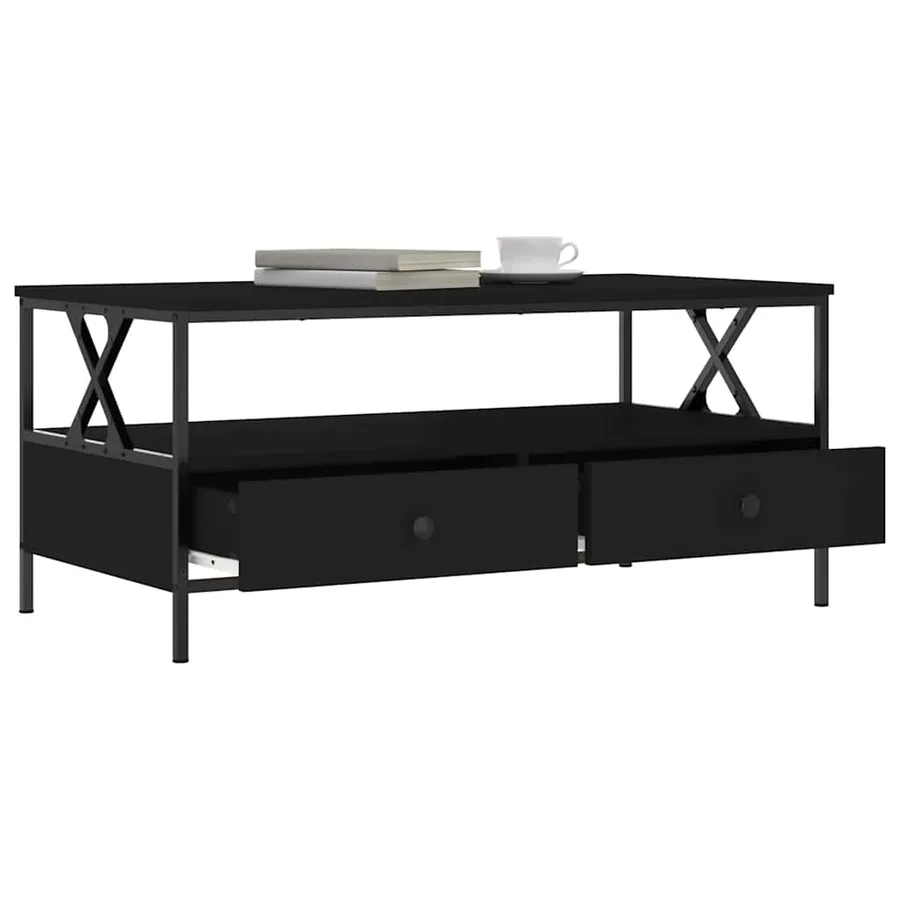 Table basse noir 100x51x45 cm bois d'ingénierie - 4