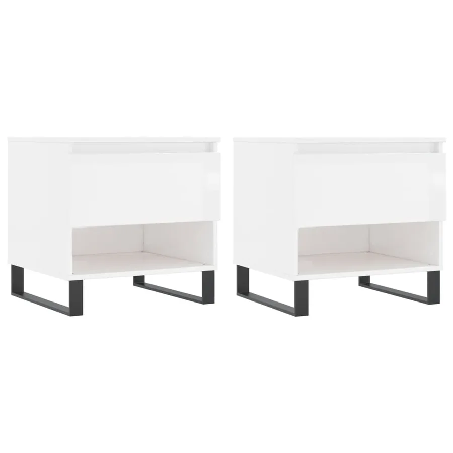 Tables basses 2 pcs blanc brillant 50x46x50cm bois d'ingénierie - 2