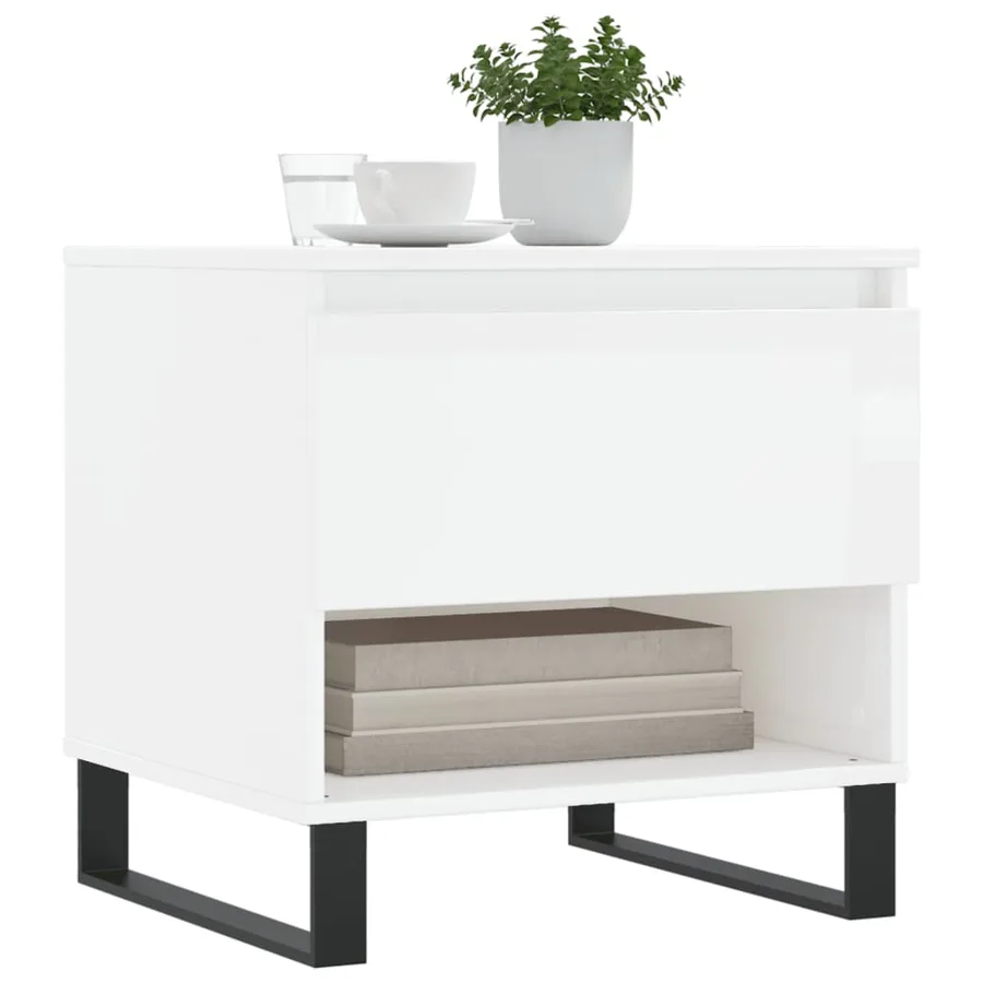 Tables basses 2 pcs blanc brillant 50x46x50cm bois d'ingénierie - 3