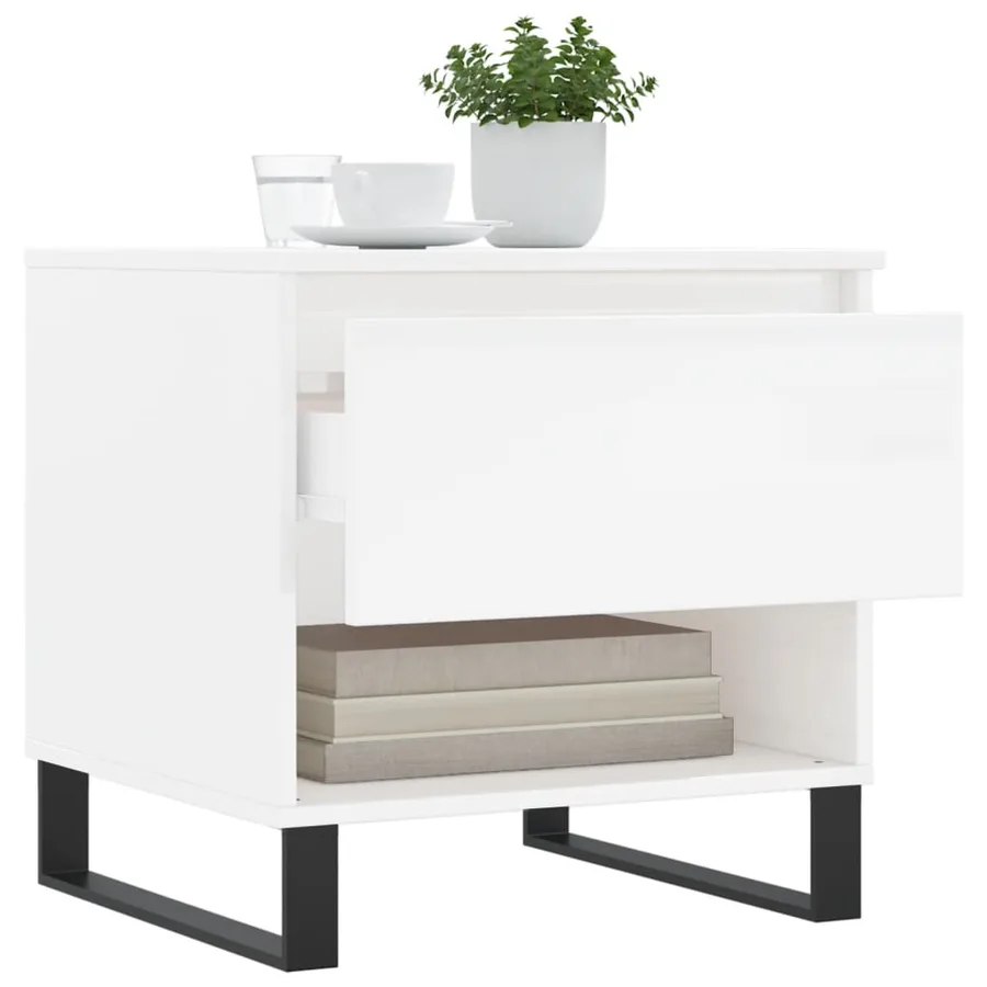 Tables basses 2 pcs blanc brillant 50x46x50cm bois d'ingénierie - 4