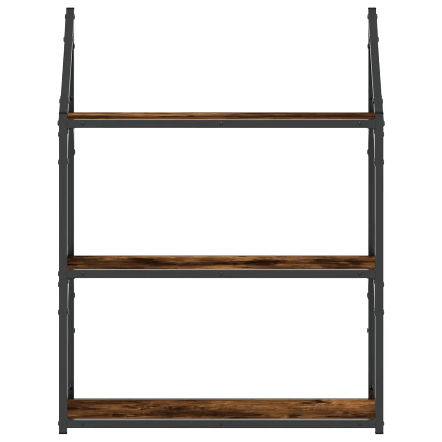 Étagère murale 3 niveaux chêne fumé 60x21x78,5 cm - 4