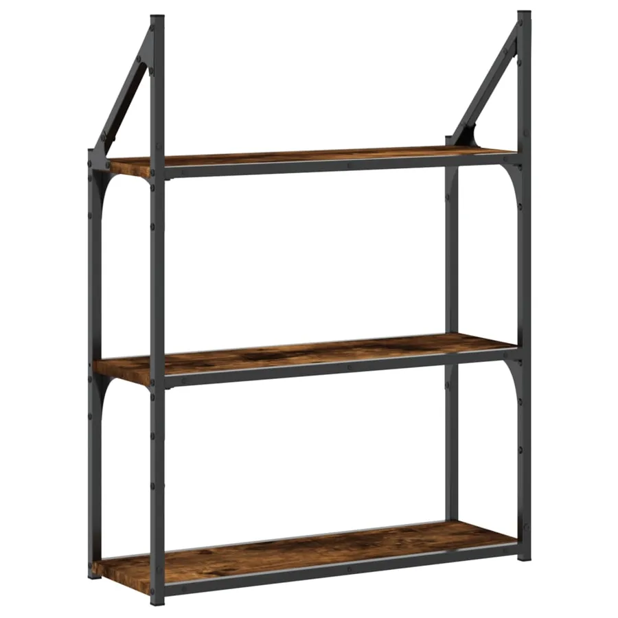 Étagère murale 3 niveaux chêne fumé 60x21x78,5 cm - 6