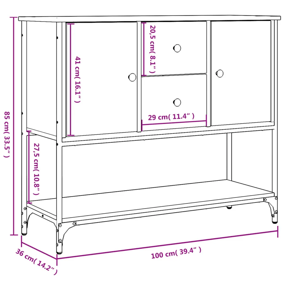 Buffet chêne fumé 100x36x85 cm bois d'ingénierie - 11