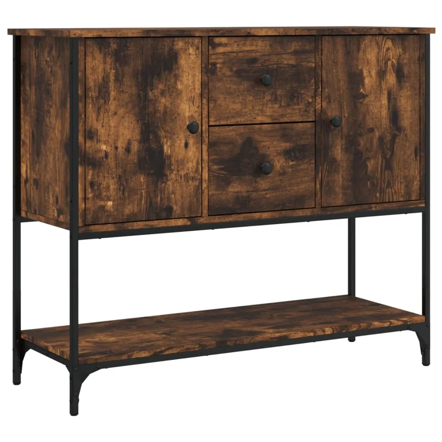 Buffet chêne fumé 100x36x85 cm bois d'ingénierie - 2