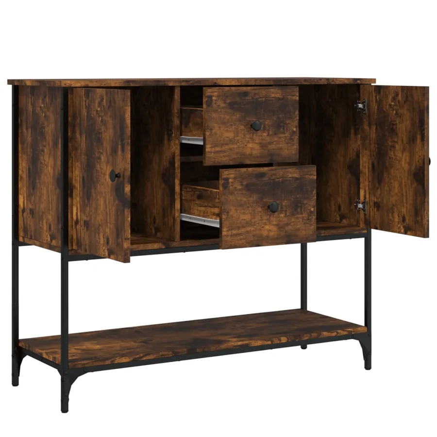 Buffet chêne fumé 100x36x85 cm bois d'ingénierie - 5