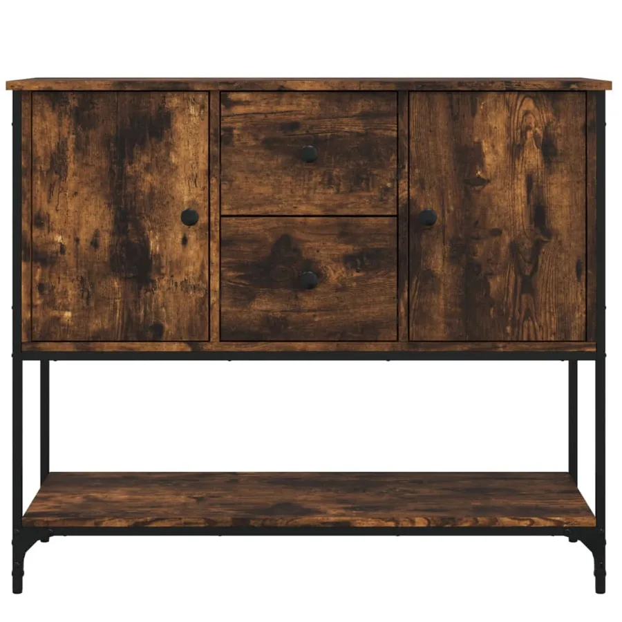 Buffet chêne fumé 100x36x85 cm bois d'ingénierie - 6