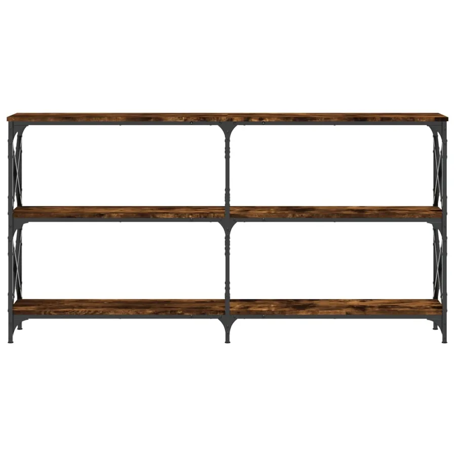 Table console chêne fumé 156x28x80,5 cm bois d'ingénierie - 4