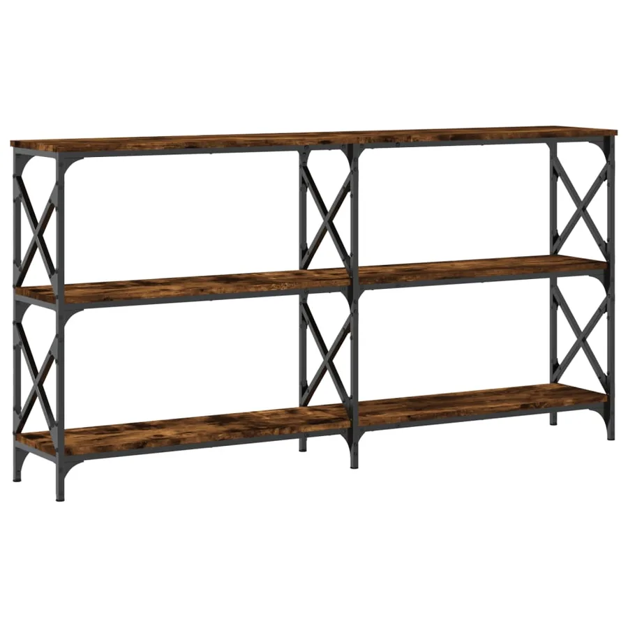 Table console chêne fumé 156x28x80,5 cm bois d'ingénierie - 6